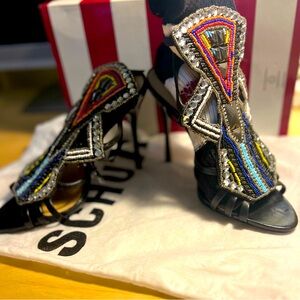 NWT Beaded Multicolor Strappy Schutz Heels